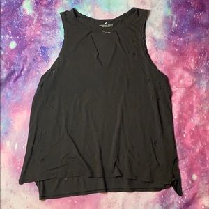 American Eagle Dark Gray Distressed Tank Top
